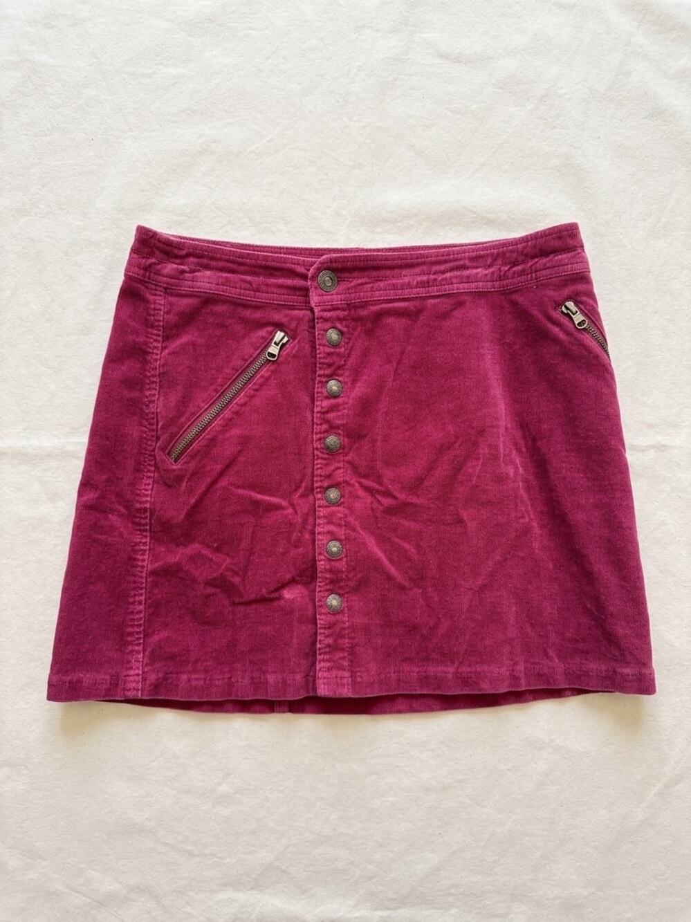 KUHL Corduroy Mini Skirt Womens 10 Pink Button Front Outdoor Hiking